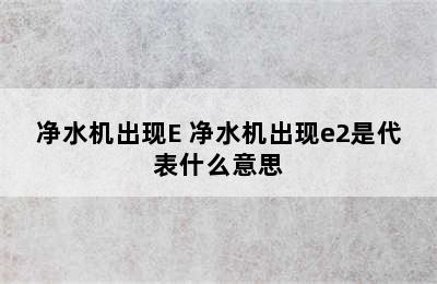 净水机出现E 净水机出现e2是代表什么意思